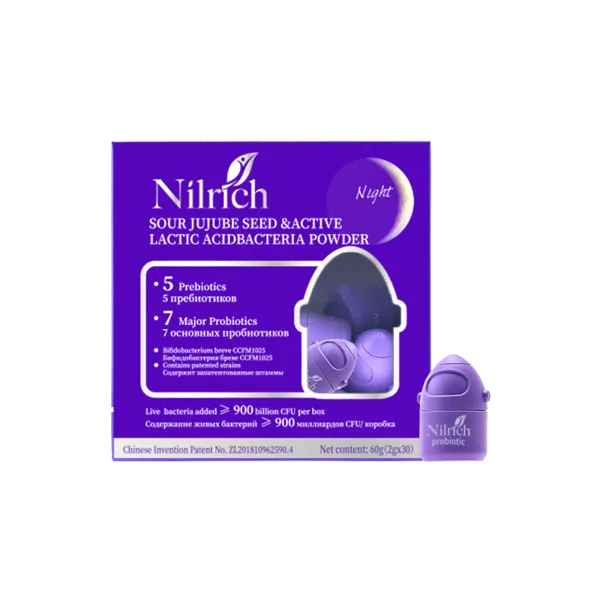 Nilrich Порошок с активными молочнокислыми бактериями и семенами зизифуса / англо-русская версия.